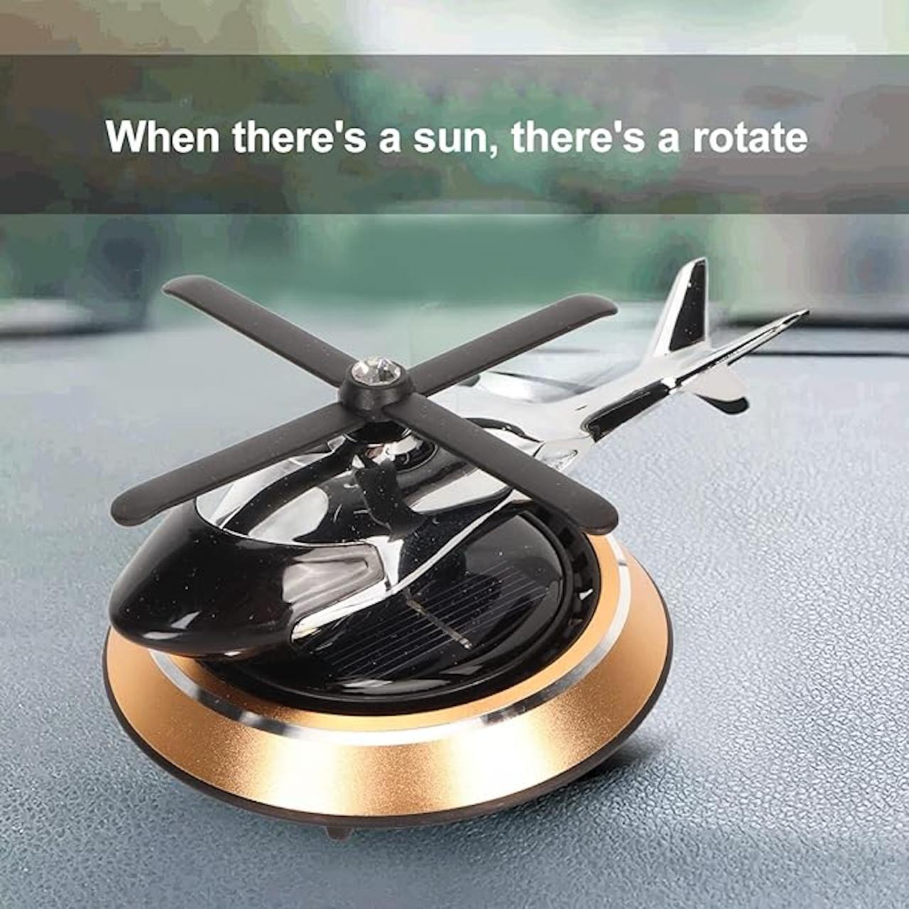 Solar Car Helicopter Air Freshener – Rotating Perfume Diffuser for Dashboard Decoration
